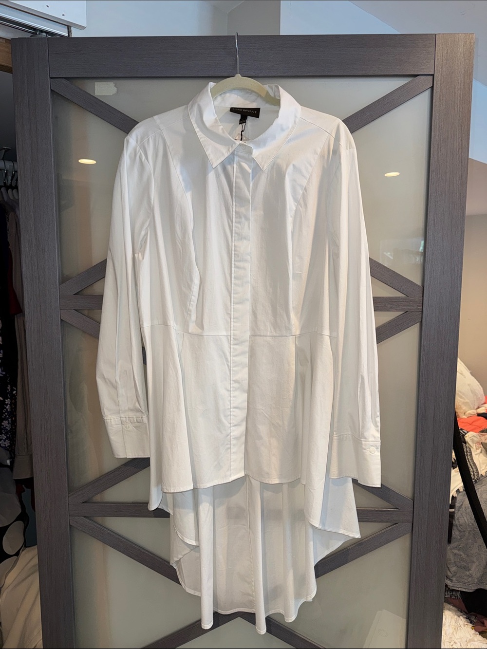 Lane Bryant White Longline Button-Down Shirt NWT